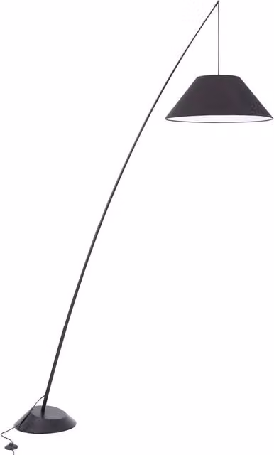Piantana Minimal Campanula Metallo Nero 1 Luce Con Diffusore In Tessuto Nero