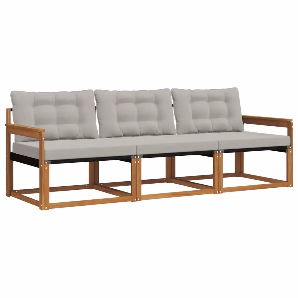 Set di divani da esterno moderni vidaXL in legno di acacia e textilene grigio con cuscini inclusi – 2