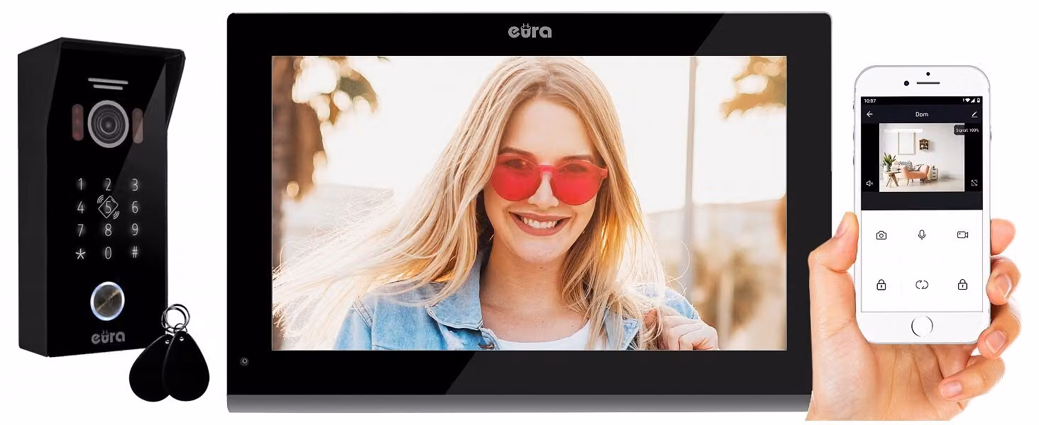 Videocitofono EURA VDP-99C5 nero, WiFi, RFID, TUYA
