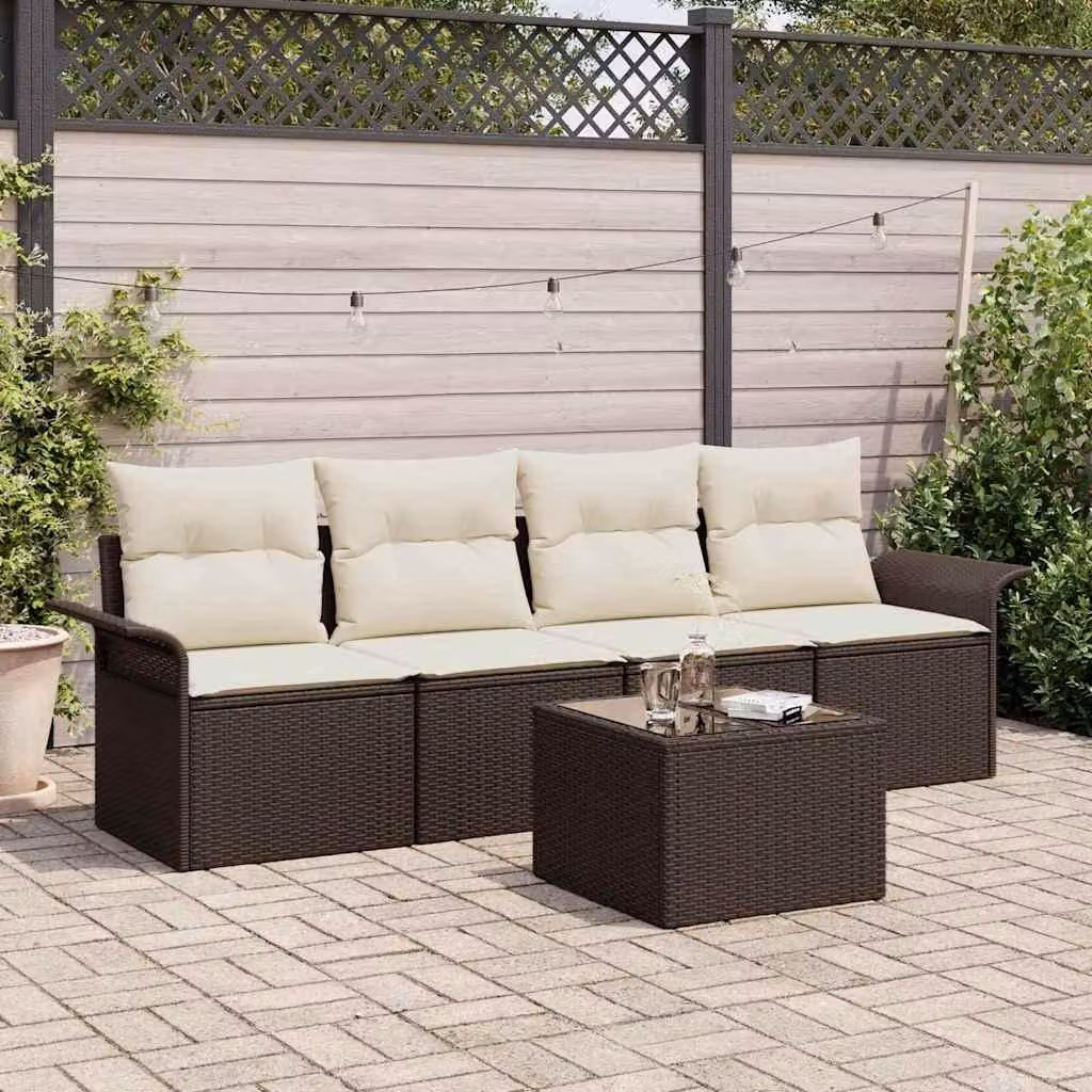 Maison Exclusive - Set di divani con cuscino 5 pcs Marrone polyrattan