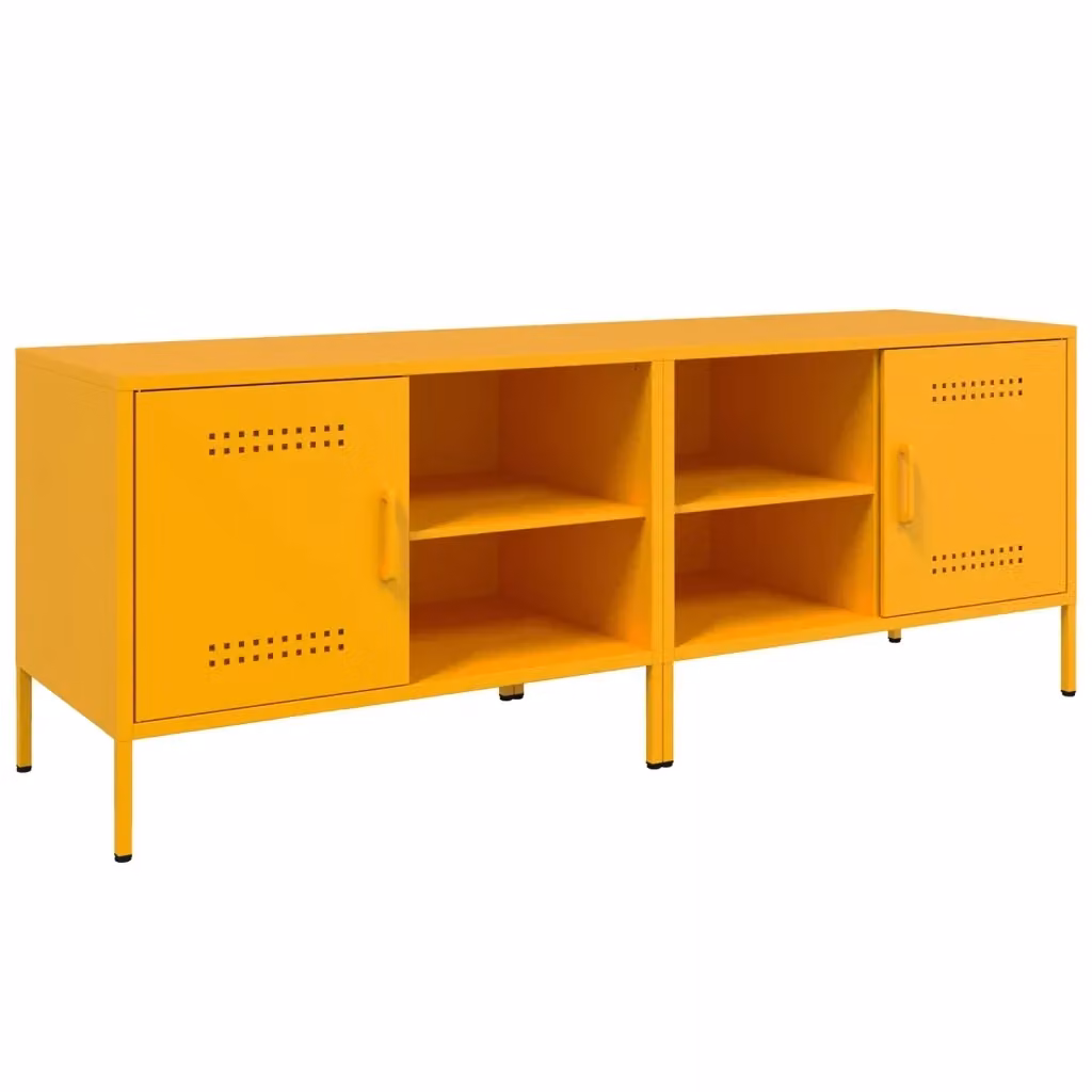 Set di 2 mobili TV vidaXL in stile industrial in metallo giallo, L: 68 cm, P: 39 cm, H: 50,5 cm – 2