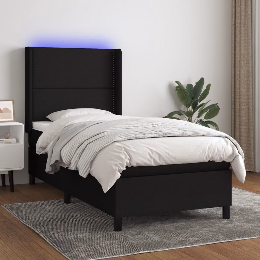 Maison Exclusive - Letto a Molle con Materasso e LED Nero 100x200 cm in Tessuto