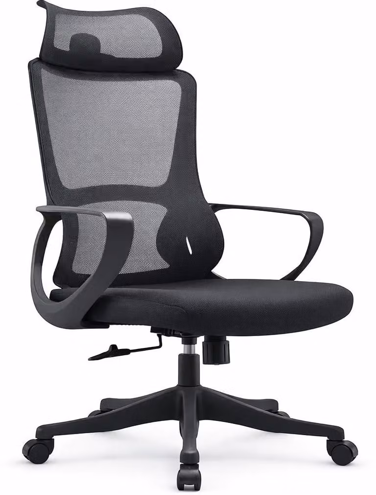 Sedia da ufficio ergonomica con poggiatesta regolabile e schienale in rete