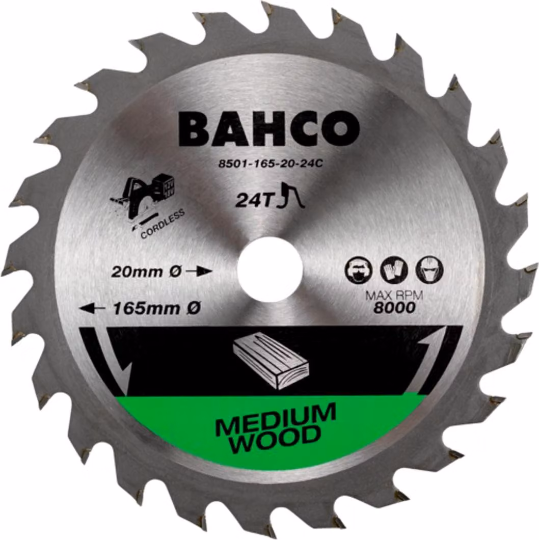 Lama per legno BAHCO per seghe circolari 160mm, legno medio 8501-160-20-24C
