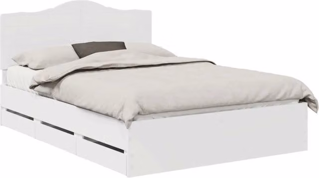 Letto matrimoniale | Letto per adulti | Struttura del letto Bianco 140 x 190 cm Legno Ingegnerizzato