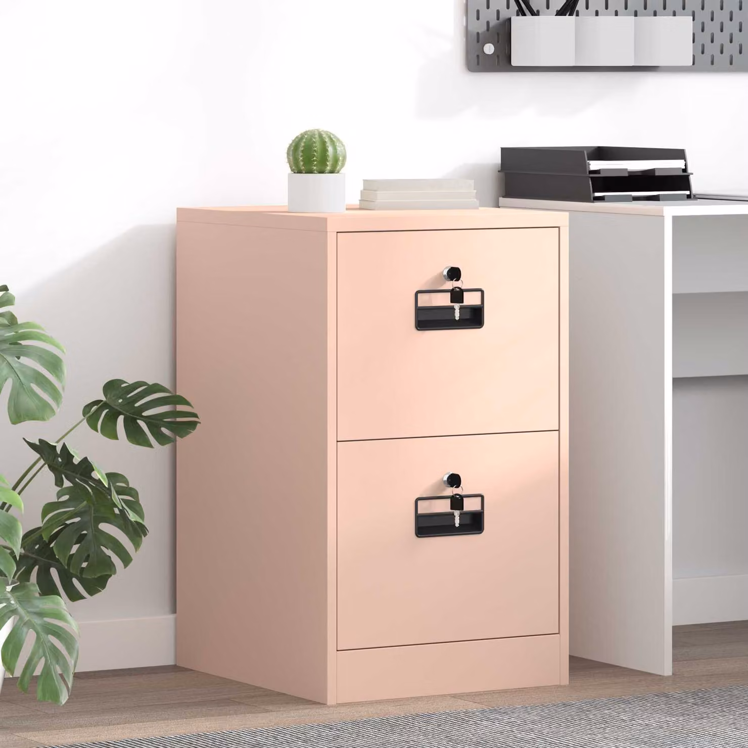 vidaXL Armadio per file geometrico in metallo rosa opaco con serratura L/P/H: 44 x 50 x 74,5 cm – 1