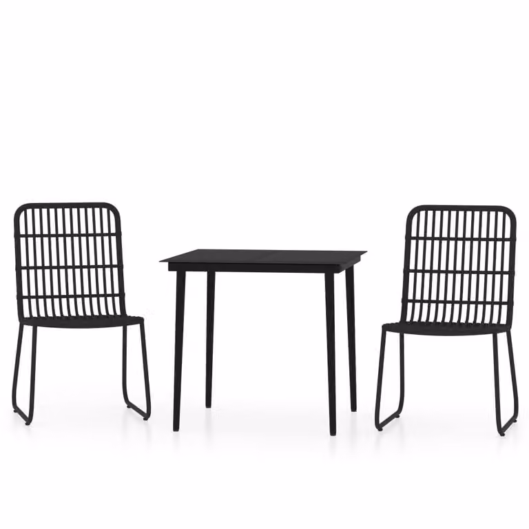 Set da Pranzo da Giardino 3 pz Nero