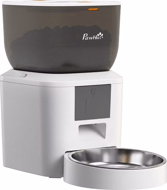 Distributore Automatico di Cibo per Gatti PawHut da 4L con Controllo WiFi 2,4G tramite App e Registratore Audio 10s, Bianco – 1