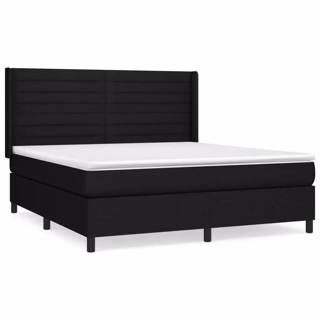 Letto Ibrido vidaXL con Giroletto a Molle e Materasso in Tessuto Nero e Bianco L/P/H: 180 x 200 x 128 cm – 2