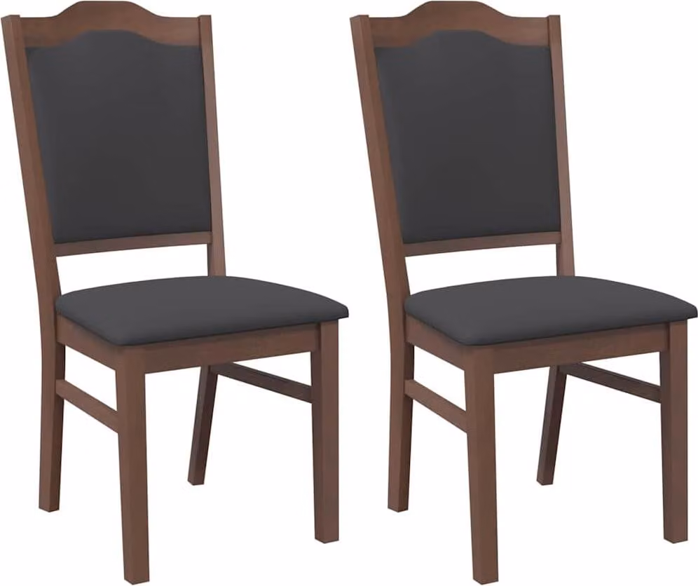 Sedie da Pranzo con Cuscini 2pz Marrone Legno Massello di Hevea