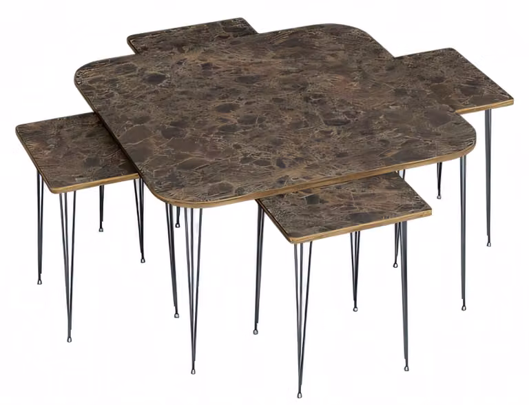 Eleganter Holz-Couchtisch mit Beistelltischen in Braun, modernes