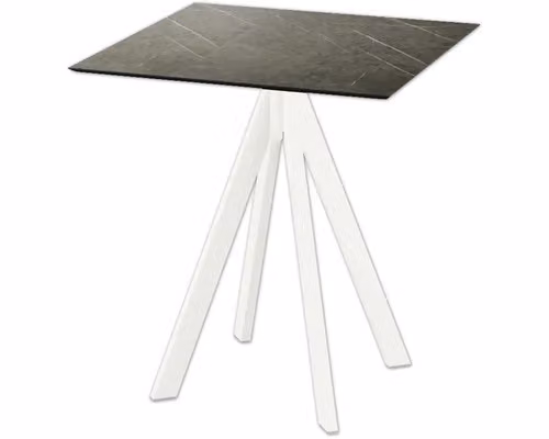 Infinity - Tavolo da giardino, struttura bianca + piano in HPL effetto marmo Midnight, 70x70 cm, 1 pezzo