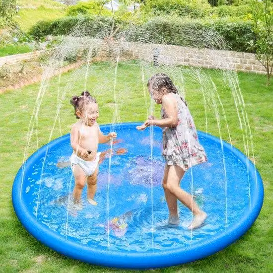 Tappetino giochi d'acqua per bambini Unyqoos®, diametro 170 cm, in PVC – design colorato a tema oceano con delfini e granchi, ideale per il divertimento dei bambini e degli animali domestici in giardino