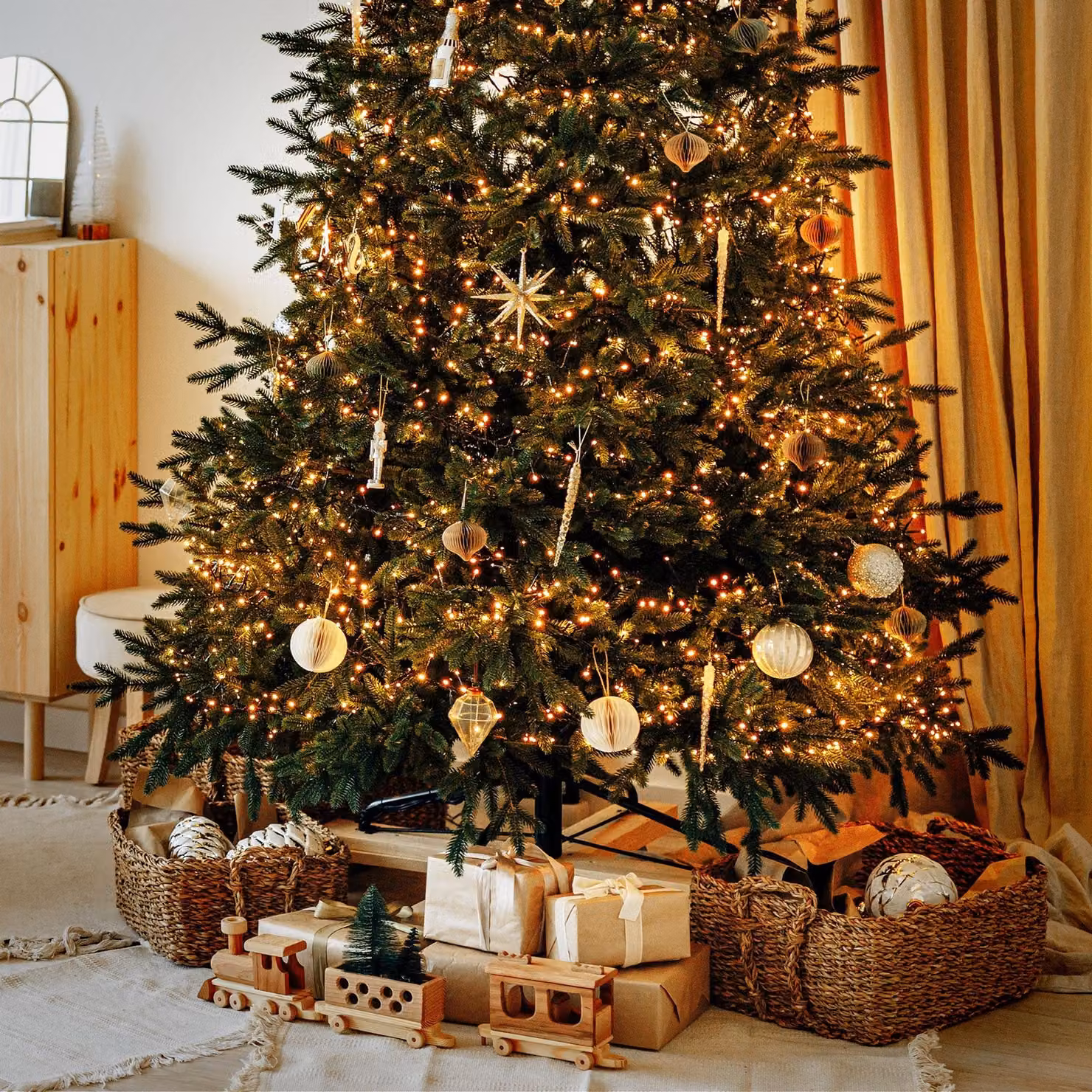 Catena luminosa a LED ECD Germany, ideale per interni ed esterni, lunghezza 19,9 metri, decorazione natalizia, catena luminosa a LED con effetto cespuglio, adatta per Natale, resistente alle intemperie, 1536 LED, luce bianco caldo, con timer