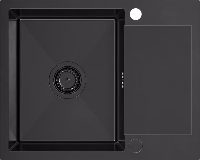 VBChome Lavello in acciaio inox 60 x 48 cm Nero Lavello da incasso in acciaio inox a due fori Lavello da cucina a vasca grande con scolapiatti Siphon