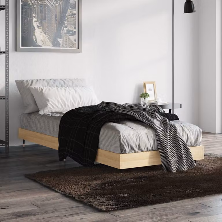 vidaXL Giroletto senza Materasso in Rovere Sonoma e Truciolato, L: 75 cm, P: 193 cm