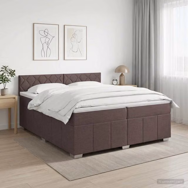 Letto box spring con materasso ibrido vidaXL Marrone e Bianco L/P: 200 x 200 cm – 1
