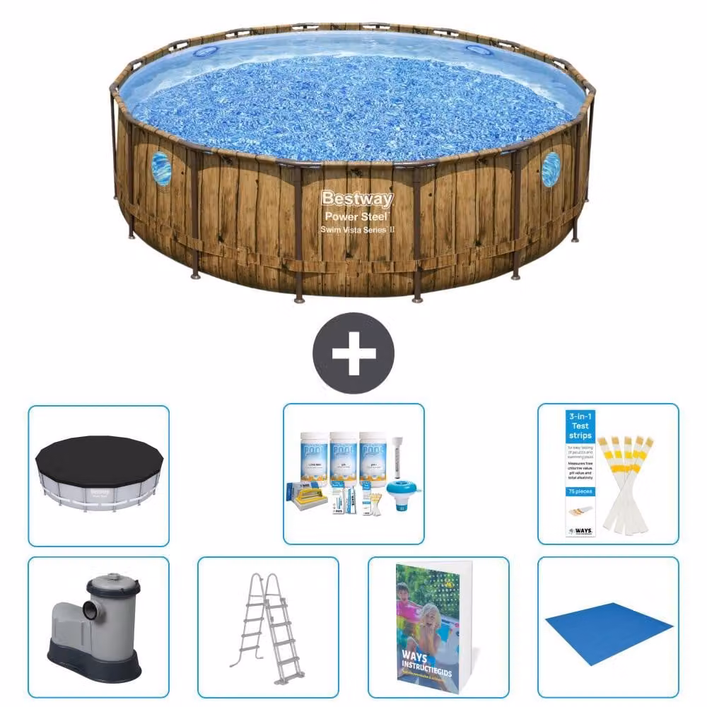 Bestway Power Steel, piscina rotonda - 488x122 cm - composta da 6 parti, modello S599