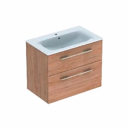 Geberit Selnova Square - Mobile lavabo 635x788x480 mm, con lavabo, 2 cassetti, noce chiaro 501.243.00.1