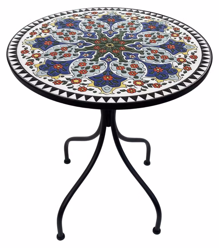 Tavolo da giardino rotondo in mosaico, 60 x 70 cm