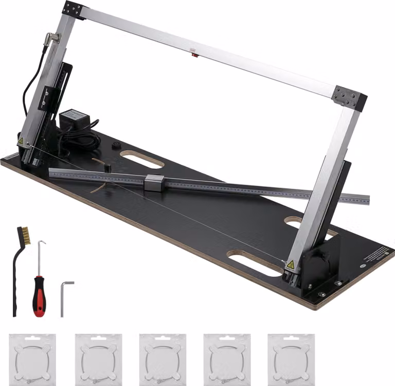 SucceBuy tagliaschiuma da tavolo, 42 cm di spessore massimo di taglio, tagliaschiuma a filo caldo, 112 cm di lunghezza massima di taglio regolabile 0-90°, 6 fili riscaldanti per il taglio del cotone perlato