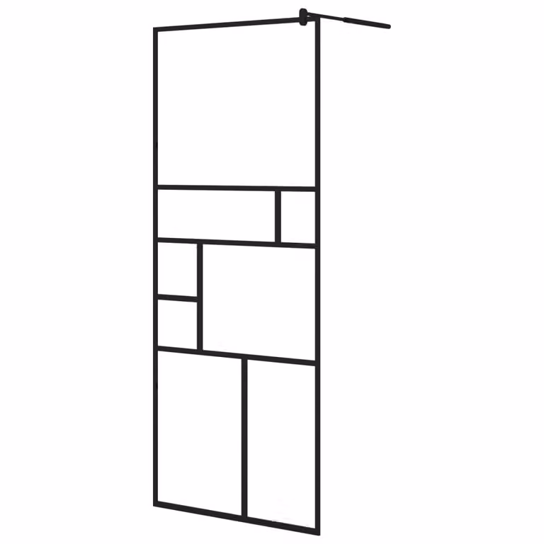 Parete Doccia Walk-in in Vetro Trasparente ESG Nera 80x195 cm