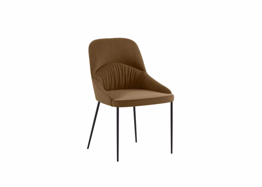 Sedia Stones Moderna Imbottita in Tessuto Marrone con Struttura in Metallo Nero Opaco – 2