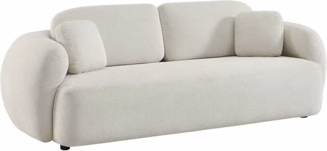 Divano a 3 posti SWEEEK in tessuto bianco per il tuo soggiorno, L: 230 cm, P: 102 cm, H: 81 cm