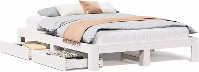 Letto matrimoniale | Letto per adulti | Letto senza Materasso Bianco 160x200 cm Legno Massello di Pino