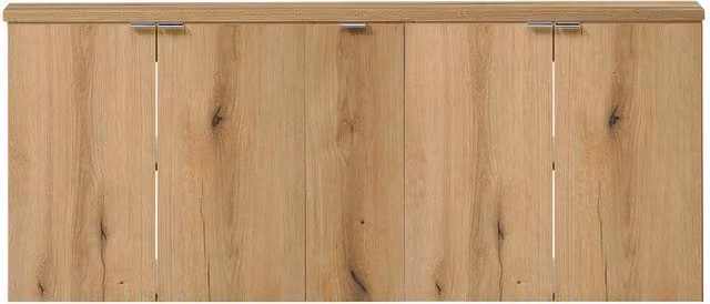 Set Sottolavabo NEWPORT Armadio Stretto 2 Armadi a 2 Ante Piano di Lavoro - Effetto Rovere [en.casa]