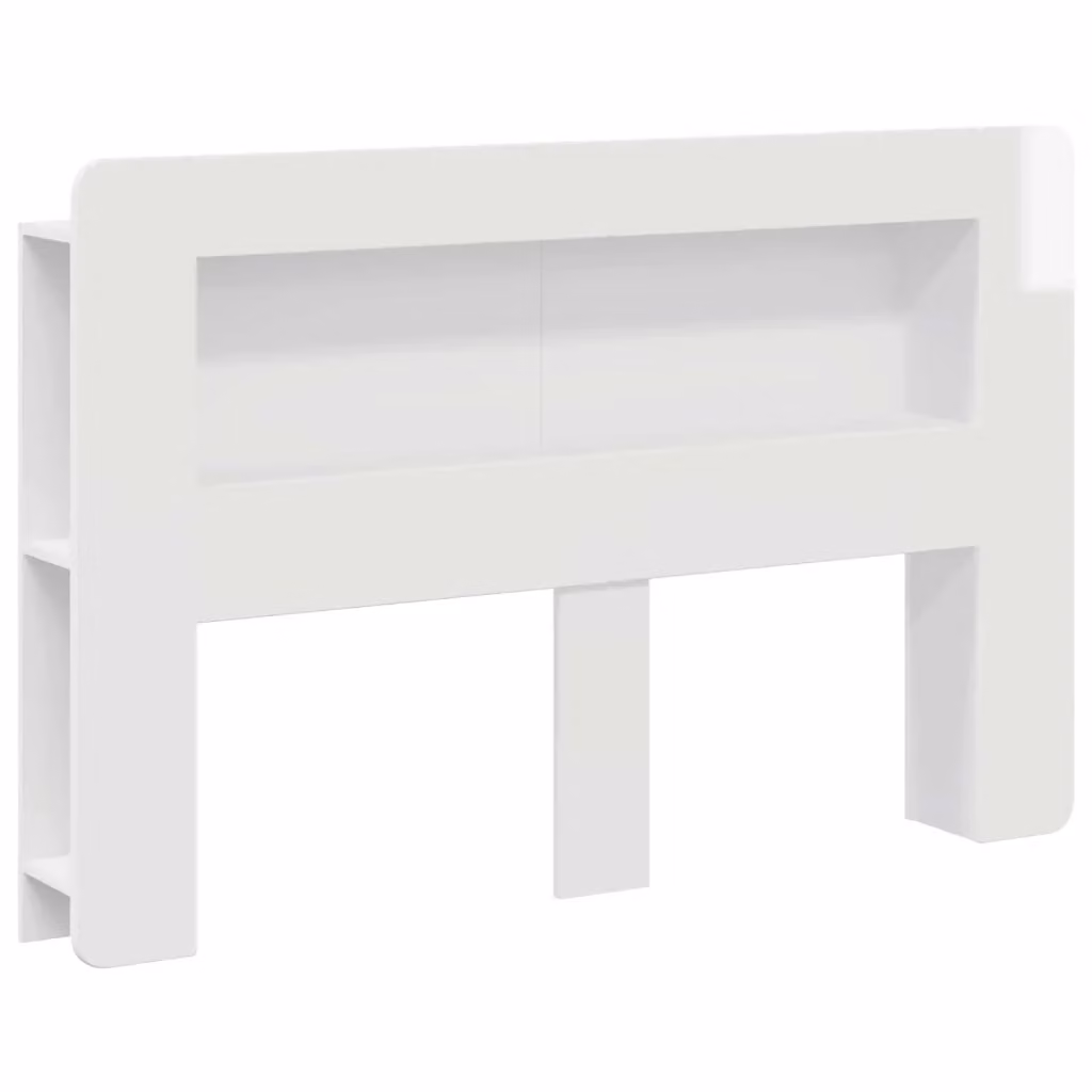 Testata del letto moderna vidaXL in legno ingegnerizzato bianco lucido con ripiani integrati L: 182,0 cm, H: 100,0 cm, P: 24,8 cm – 2