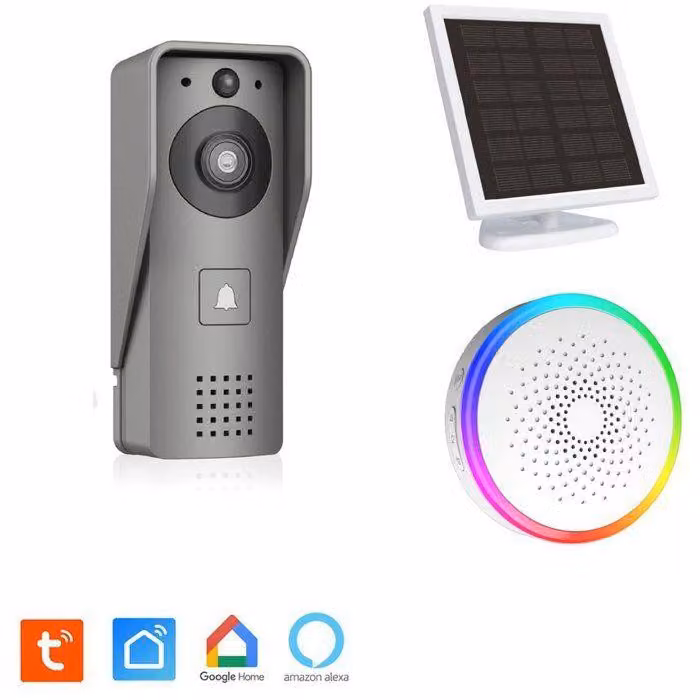 Videocitofono, Wi-Fi, ricaricabile tramite pannello solare, campanello interno e scheda SD da 16 GB