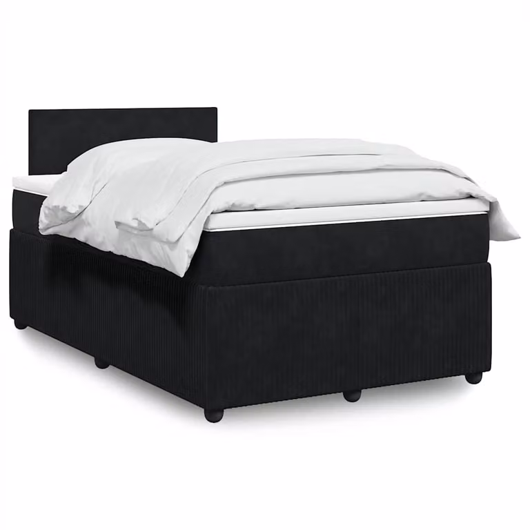 vidaXL Letto Ibrido con Materasso in Velluto Nero e Struttura in Legno, L/P/H: 120 x 200 x 100,5 cm