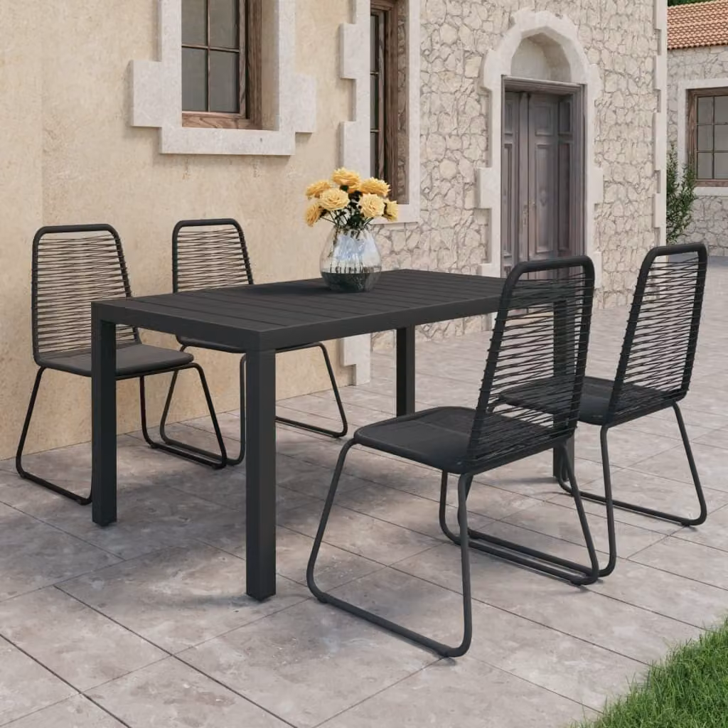 Maison Exclusive - Set da pranzo da giardino 5 pezzi in rattan PVC nero