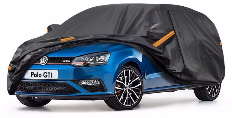 Copertura per auto impermeabile e traspirante, compatibile con Volkswagen Polo (1981-2025), con 7 strati, ideale per la copertura completa dell'auto, colore nero