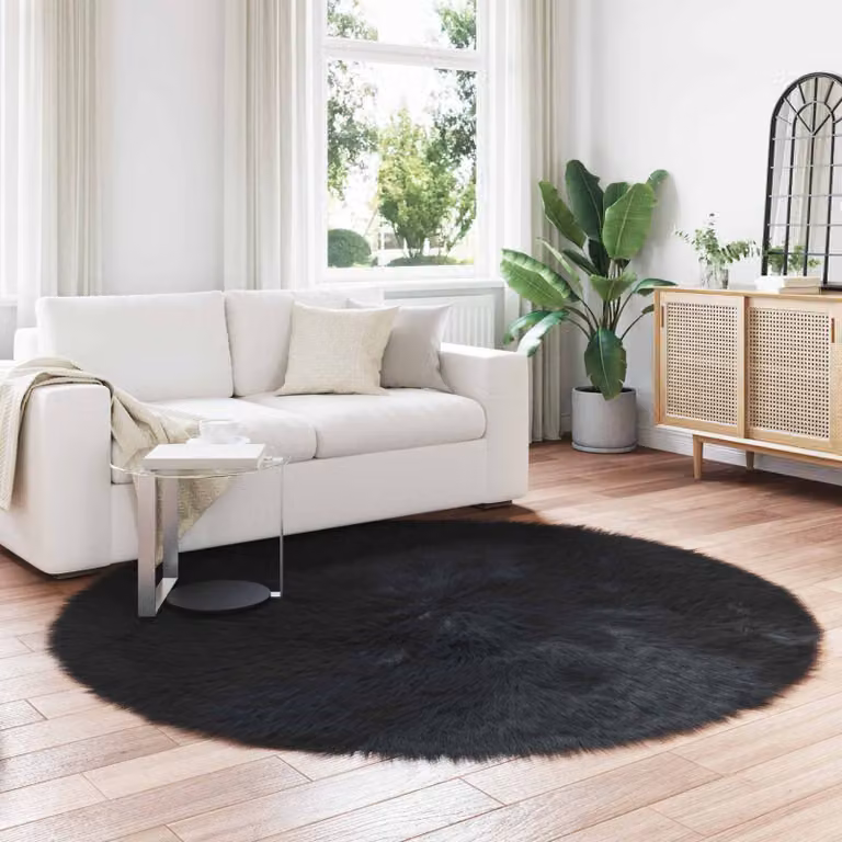 Tappeto rotondo moderno vidaXL in poliestere nero Ø 200 cm
