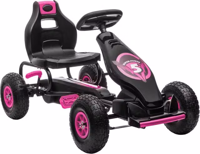 Go-kart a pedali per bambini 121 x 58 x 61 cm sedile regolabile in 3 posizioni freno a mano per 5-12 anni design trendy in PP rosa 21_0000526