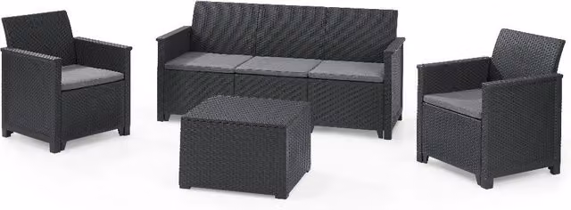 Set da Giardino Keter Emma 1 Divano 3 Posti Poltrone 1 Tavolino
