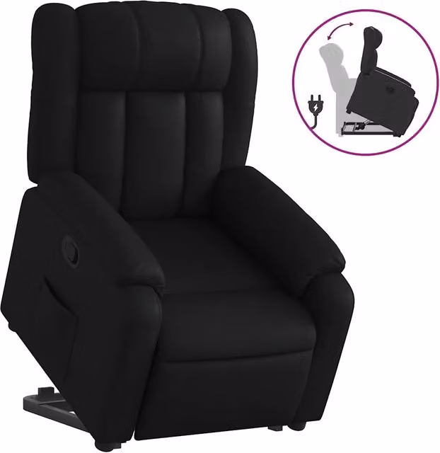 Poltrona | Sedia Relax Alzapersona Reclinabile Nera in Similpelle