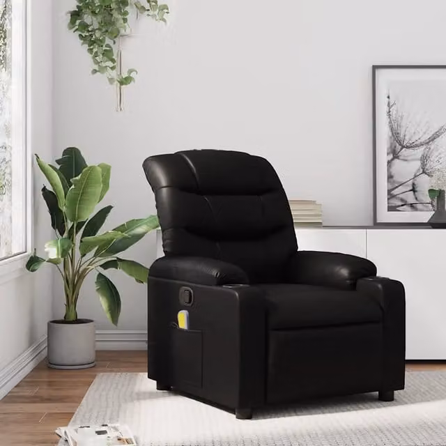 Poltrona reclinabile massaggiante in Similpelle Nera 3206903
