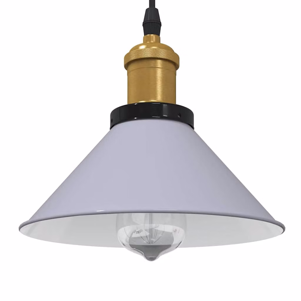 Lampada a sospensione vidaXL in metallo regolabile con attacco E27, design a cupola industriale, disponibile in grigio o bianco, Ø 22 cm