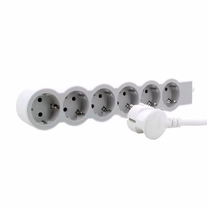 Presa piatta Legrand 6x presa, cavo da 5 metri bianco-grigio 694572