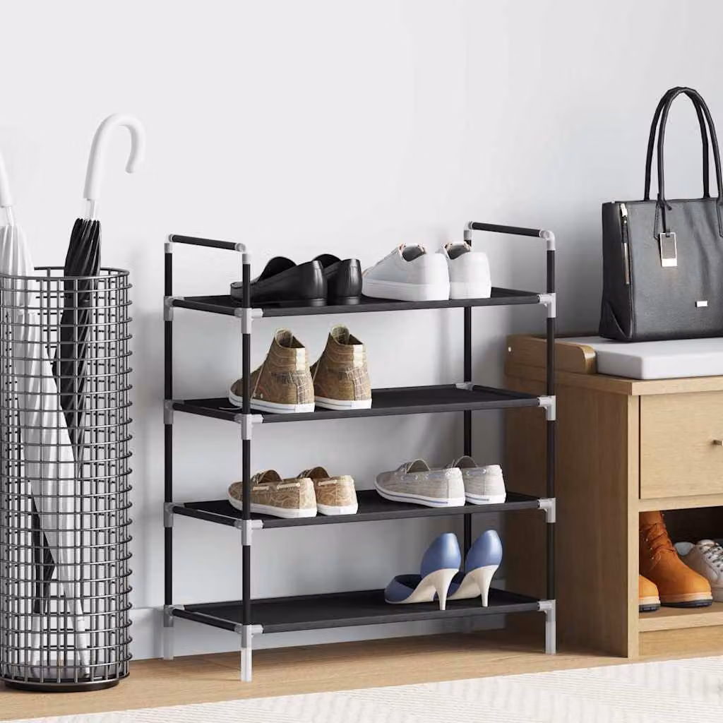 Scarpiera da parete vidaXL nera con ripiani interni in metallo e plastica, design minimalista per ingresso