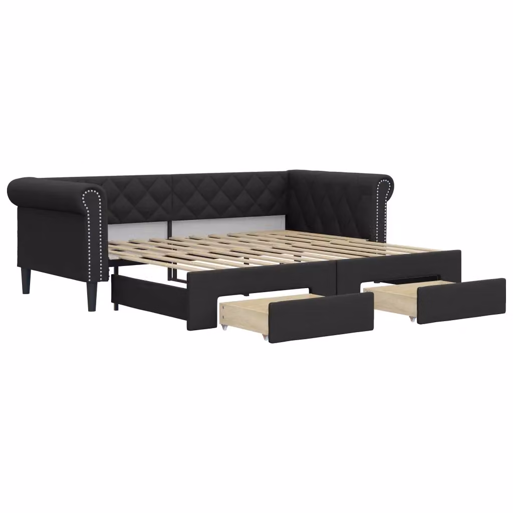 Divano Letto Estraibile con Cassetti in Similpelle Nero vidaXL – 2