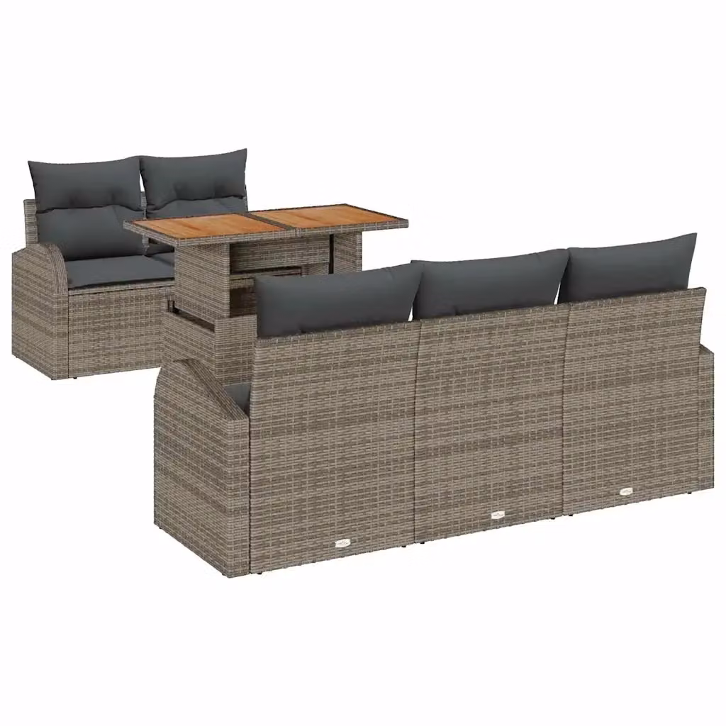Set Divano da Giardino vidaXL 6 Pezzi Grigio con Cuscini e Tavolino in Acciaio Verniciato a Polvere – 2