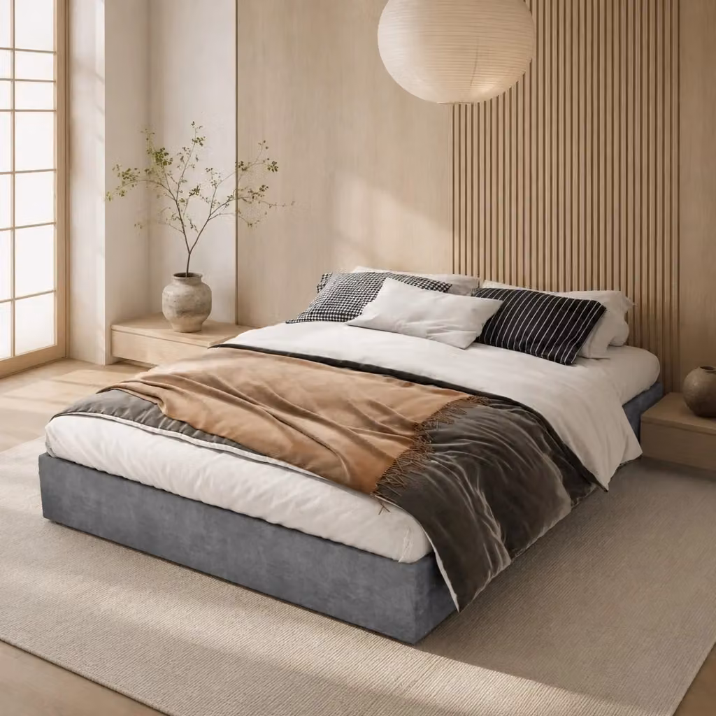 Letto Mivray con testiera alta in velluto grigio e rete a doghe, L/P: 160 x 200 cm – 2