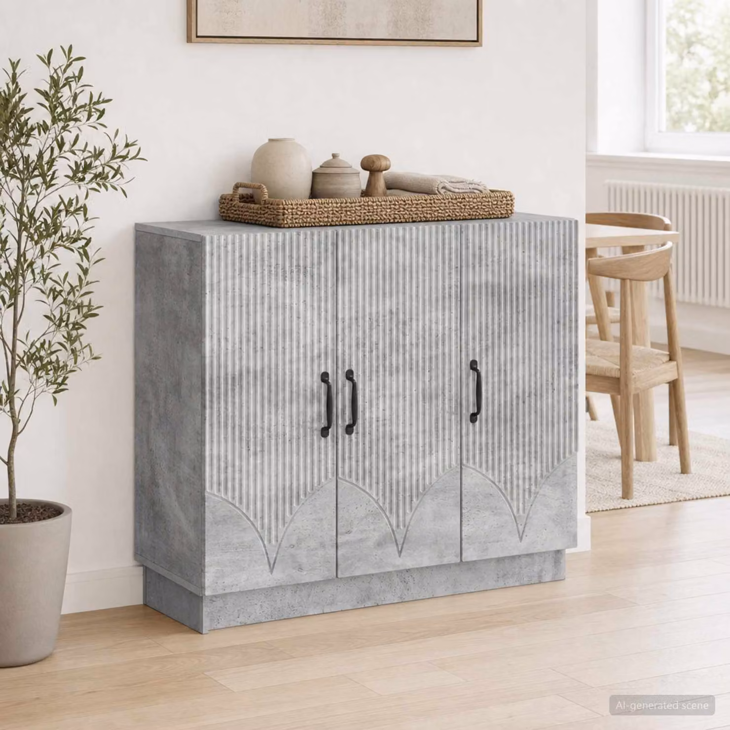 Credenza moderna vidaXL in legno ingegnerizzato grigio, L 89 x P 34,5 x H 77 cm