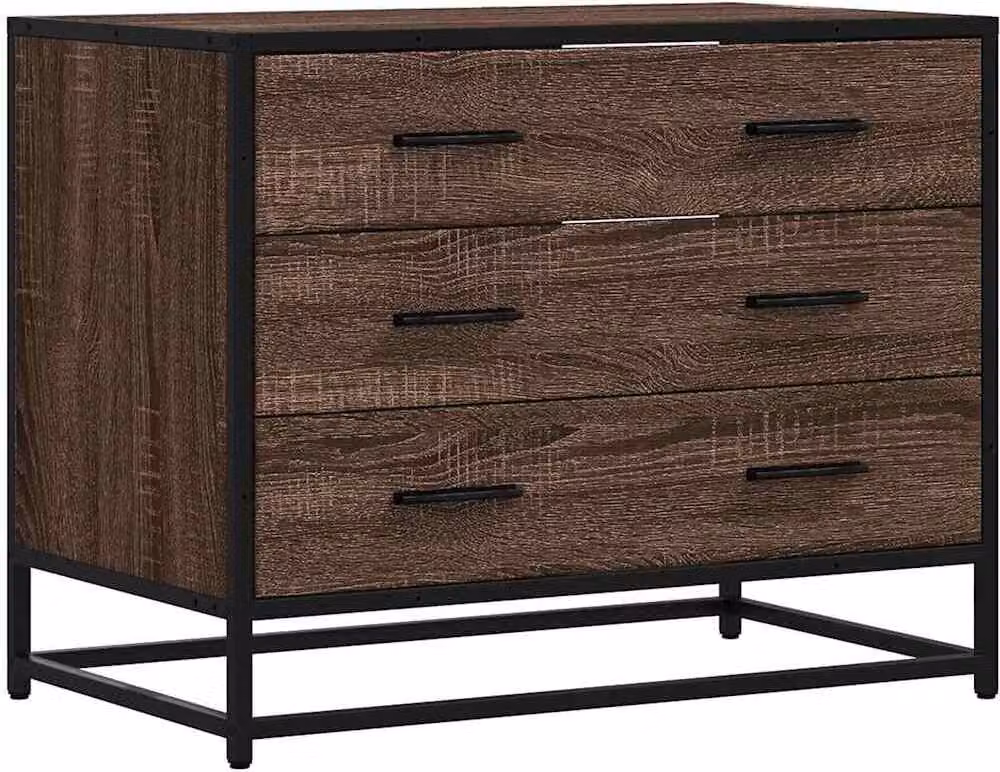Cassettiera Rovere Marrone 70x41x56 cm in Legno Multistrato