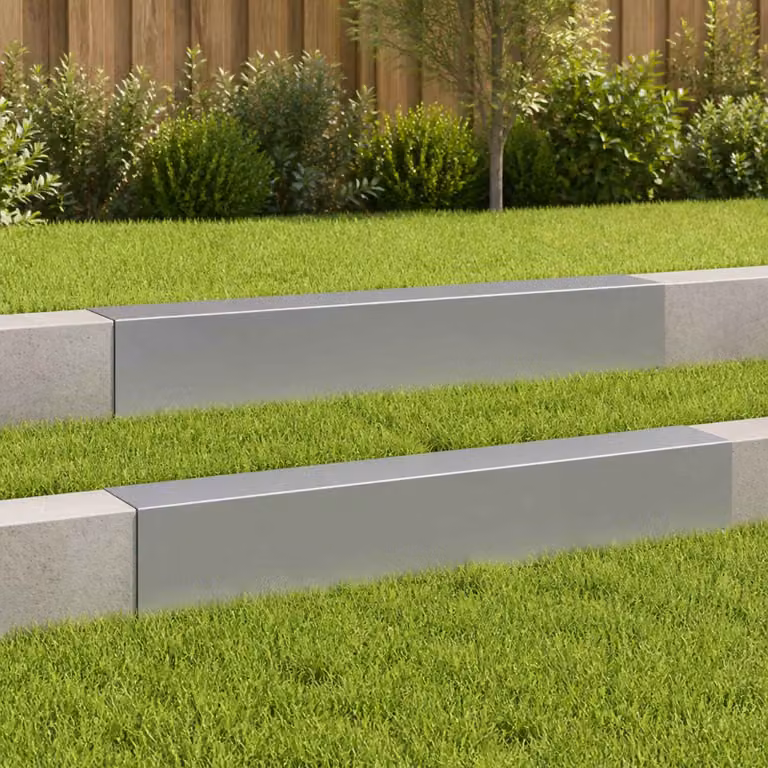 Set di 2 profili di copertura per giardino vidaXL in acciaio zincato grigio, L: 100 cm, P: 20 cm, H: 15 cm