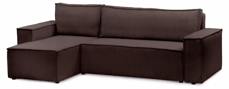 Divano a tre posti con funzione letto, modello Agi, in legno di noce scuro